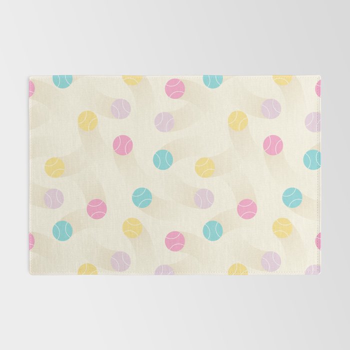 Colorful pastel tennis balls pattern Rug Gallery Image 2