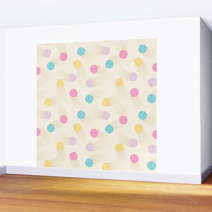 Colorful pastel tennis balls pattern Wall Mural Gallery Image 2