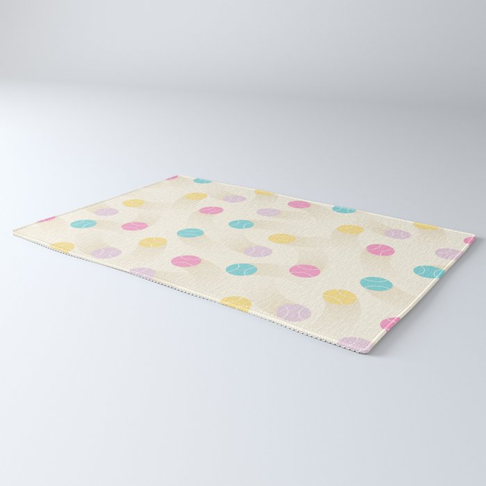 Colorful pastel tennis balls pattern Rug Gallery Image 3