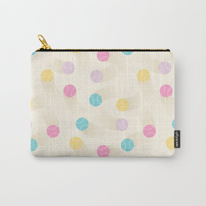 Colorful pastel tennis balls pattern Carry All Pouch Gallery Image 1