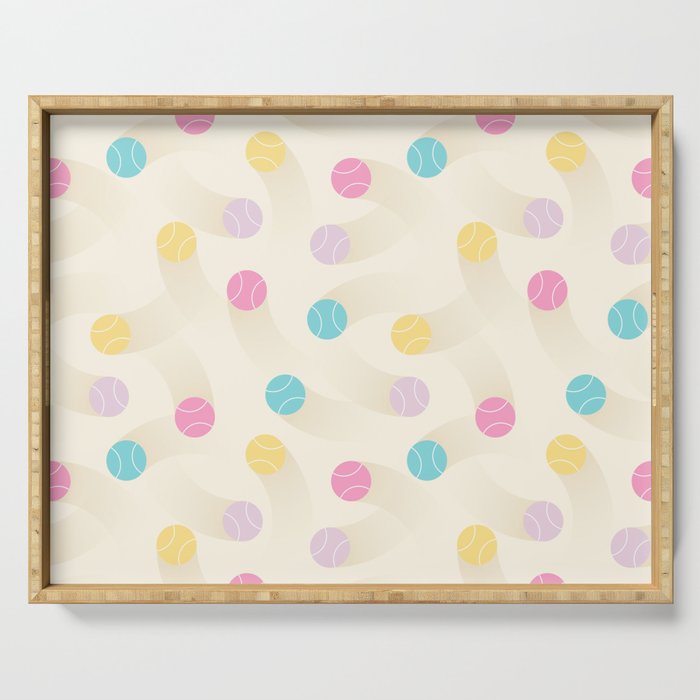 Colorful pastel tennis balls pattern Serving Tray Gallery Image 1