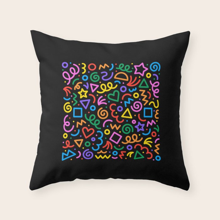 Colorful fun squiggle doodle art  Throw Pillow Gallery Image 1