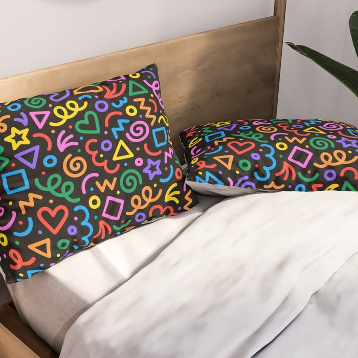 Colorful fun squiggle doodle art  Pillow Sham Gallery Image 2