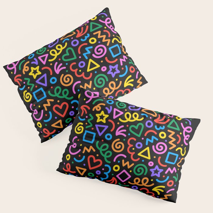 Colorful fun squiggle doodle art  Pillow Sham Gallery Image 1