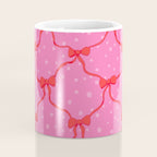 Christmas bows with snow, pink and red Coffee Mug Gallery Image 4