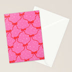 Christmas bows with snow, pink and red Stationery Card Gallery Image 2