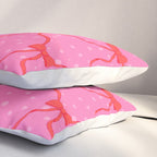 Christmas bows with snow, pink and red Pillow Sham Gallery Image 3