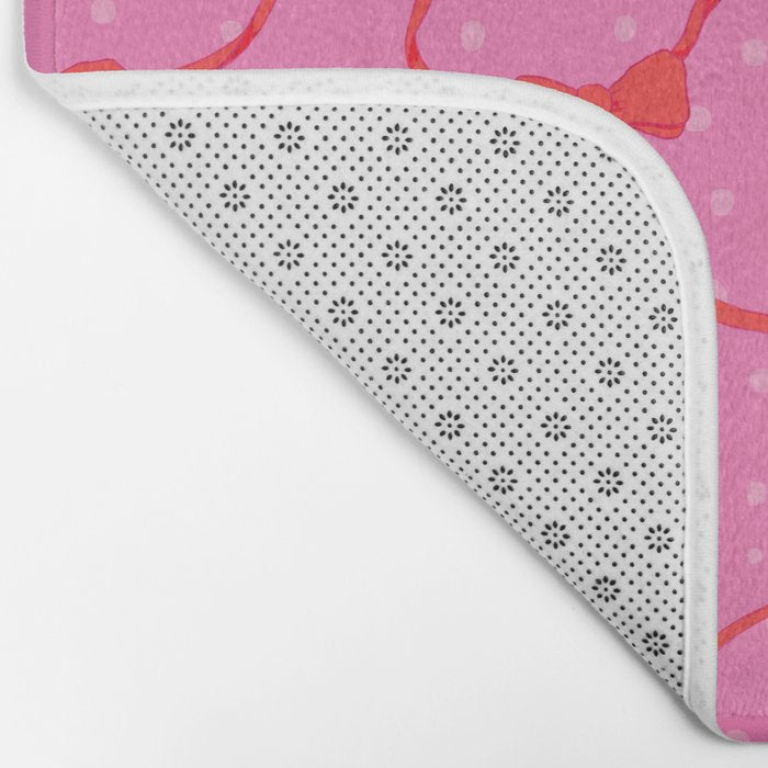Christmas bows with snow, pink and red Bath Mat Gallery Image 2