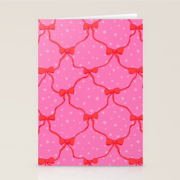 Christmas bows with snow, pink and red Stationery Card Gallery Image 2