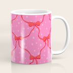 Christmas bows with snow, pink and red Coffee Mug Gallery Image 1