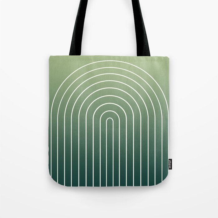 Ombre Arch XIV Green Gradient Modern Geometric Lines Tote Bag Gallery Image 1
