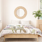 Cattleya Orchid White and Purple with Goldfish Muted Pallet Botanical Design Duvet Cover Gallery Image 3