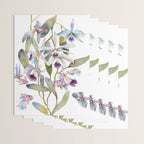 Cattleya Orchid White and Purple with Goldfish Muted Pallet Botanical Design Wrapping Paper Gallery Image 3