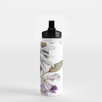 Cattleya Orchid White and Purple with Goldfish Muted Pallet Botanical Design Water Bottle Gallery Image 2