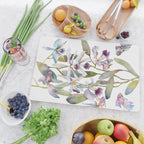 Cattleya Orchid White and Purple with Goldfish Muted Pallet Botanical Design Cutting Board Gallery Image 2