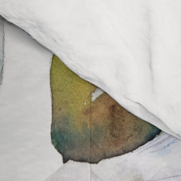 Cattleya Orchid White and Purple with Goldfish Muted Pallet Botanical Design Comforter Gallery Image 4