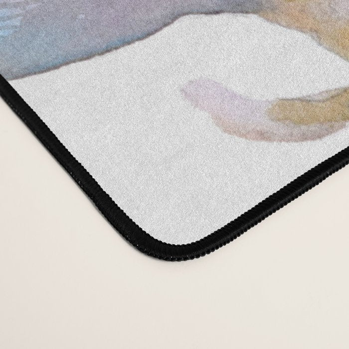 Cattleya Orchid White and Purple with Goldfish Muted Pallet Botanical Design Desk Mat Gallery Image 4