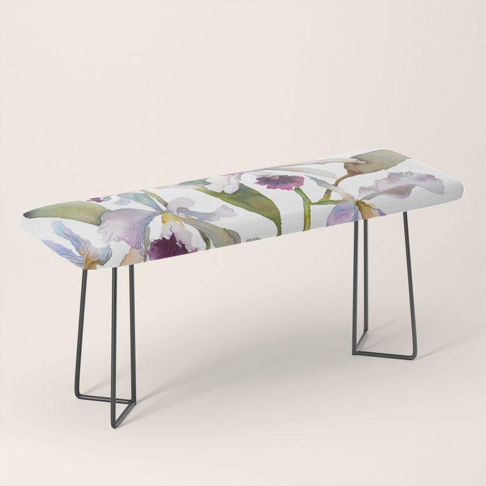 Cattleya Orchid White and Purple with Goldfish Muted Pallet Botanical Design Bench Gallery Image 1