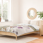 Cattleya Orchid White and Purple with Goldfish Muted Pallet Botanical Design Duvet Cover Gallery Image 2