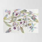Cattleya Orchid White and Purple with Goldfish Muted Pallet Botanical Design Rug Gallery Image 2