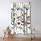 Cattleya Orchid White and Purple with Goldfish Muted Pallet Botanical Design Window Curtain Gallery Image 5