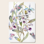 Cattleya Orchid White and Purple with Goldfish Muted Pallet Botanical Design Cutting Board Gallery Image 1