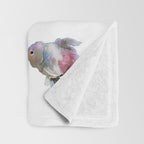 Cattleya Orchid White and Purple with Goldfish Muted Pallet Botanical Design Throw Blanket Gallery Image 3