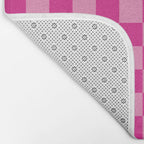 Double Pink Hot Magenta Checkered Pattern Bath Mat Gallery Image 2