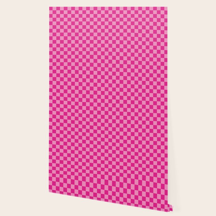 Double Pink Hot Magenta Checkered Pattern Wallpaper Gallery Image 2