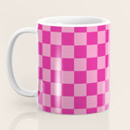 Double Pink Hot Magenta Checkered Pattern Coffee Mug Gallery Image 3