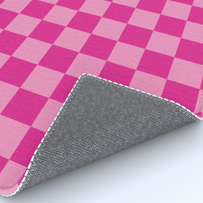Double Pink Hot Magenta Checkered Pattern Rug Gallery Image 4