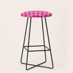 Double Pink Hot Magenta Checkered Pattern Stool Gallery Image 1