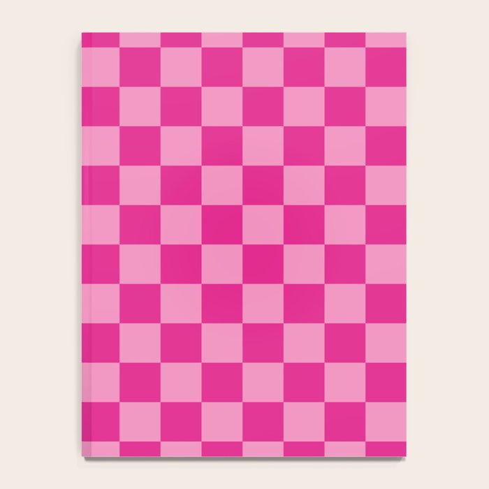 Double Pink Hot Magenta Checkered Pattern Notebook Gallery Image 4