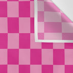 Double Pink Hot Magenta Checkered Pattern Wall Tapestry Gallery Image 3