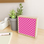Double Pink Hot Magenta Checkered Pattern Mini Art Print Gallery Image 2