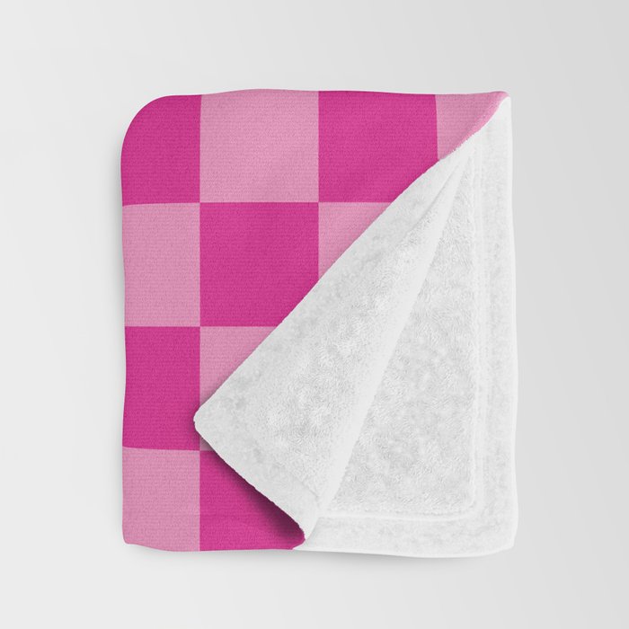Double Pink Hot Magenta Checkered Pattern Throw Blanket Gallery Image 3