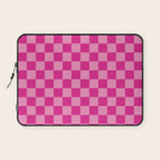 Double Pink Hot Magenta Checkered Pattern Laptop Sleeve Gallery Image 1