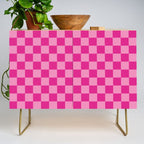Double Pink Hot Magenta Checkered Pattern Credenza Gallery Image 1