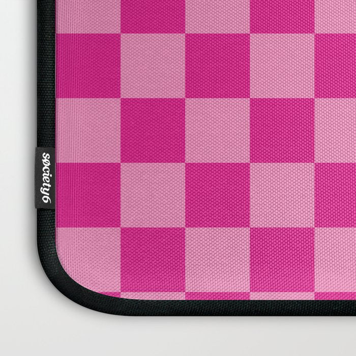 Double Pink Hot Magenta Checkered Pattern Laptop Sleeve Gallery Image 3