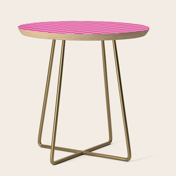 Double Pink Hot Magenta Checkered Pattern Side Table Gallery Image 1