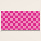 Double Pink Hot Magenta Checkered Pattern Desk Mat Gallery Image 3