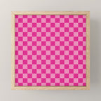 Double Pink Hot Magenta Checkered Pattern Mini Art Print Gallery Image 1