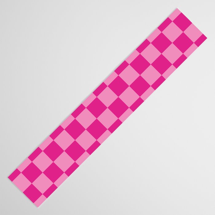 Double Pink Hot Magenta Checkered Pattern Table Runner Gallery Image 3