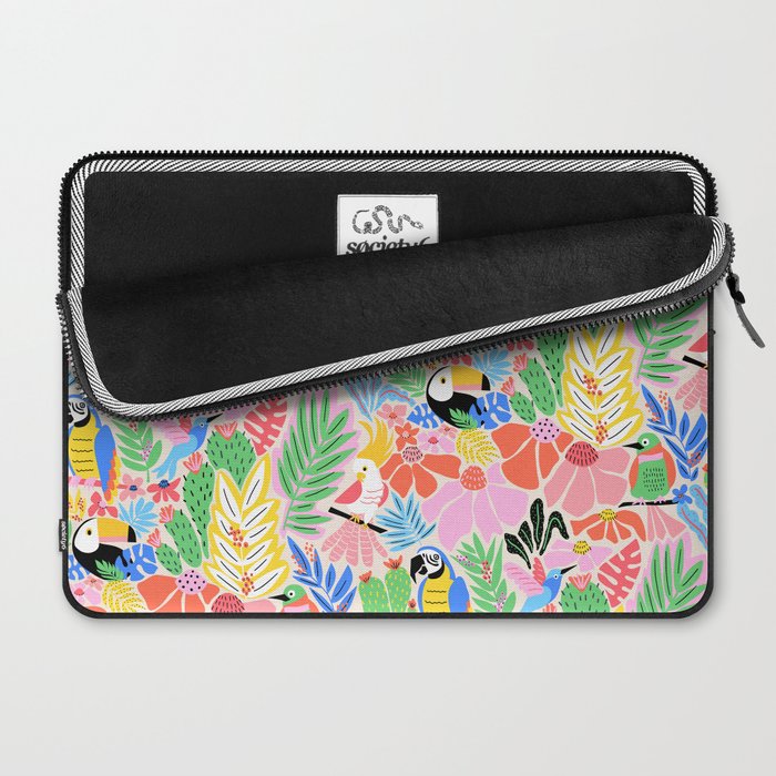 Joyful Jungle Exotic Birds Colorful Pattern Laptop Sleeve Gallery Image 2