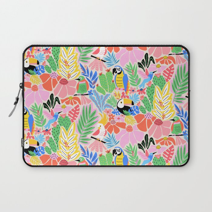 Joyful Jungle Exotic Birds Colorful Pattern Laptop Sleeve Gallery Image 1