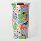 Joyful Jungle Exotic Birds Colorful Pattern Travel Mug Gallery Image 1