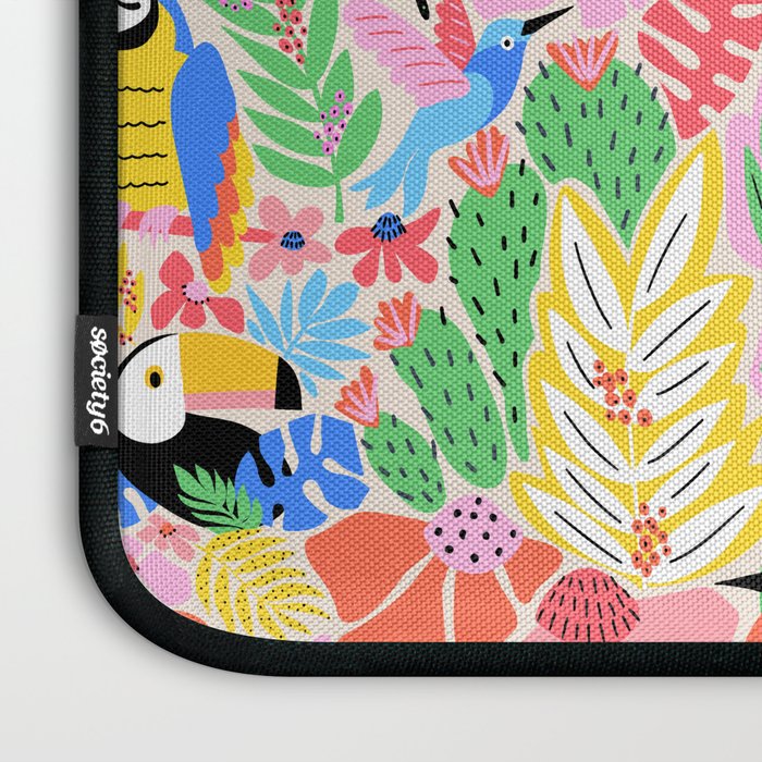 Joyful Jungle Exotic Birds Colorful Pattern Laptop Sleeve Gallery Image 3