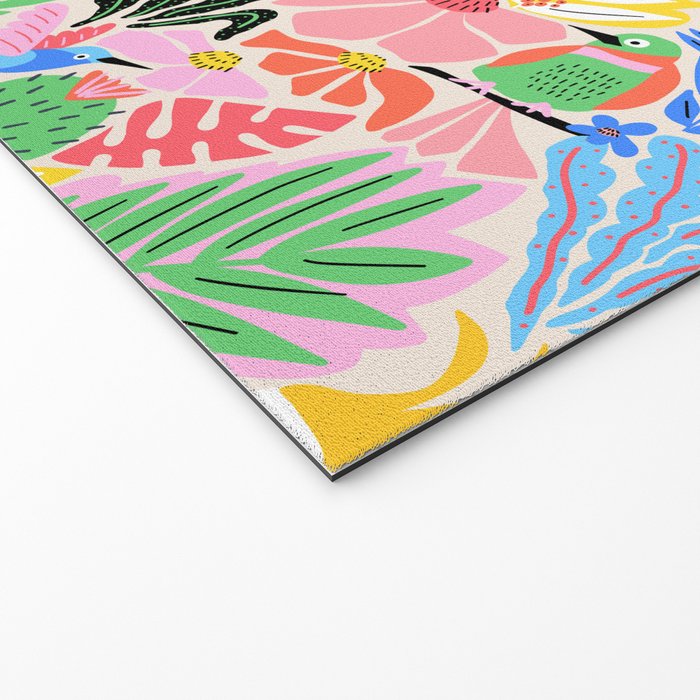 Joyful Jungle Exotic Birds Colorful Pattern Welcome Mat Gallery Image 2