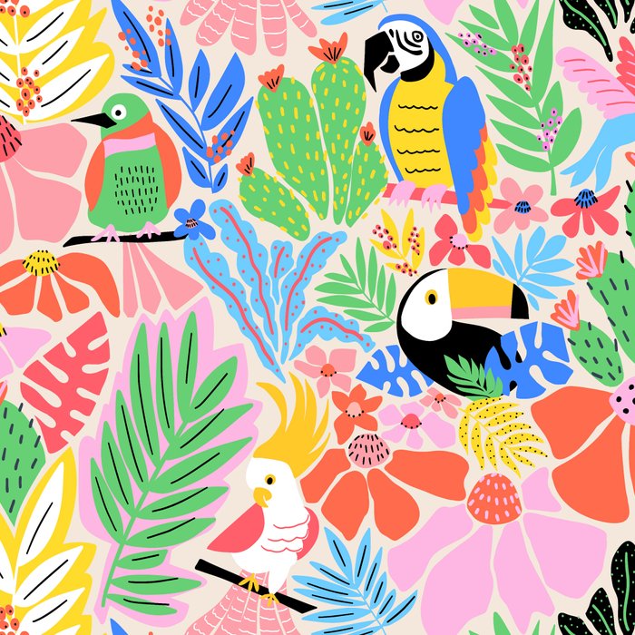 Joyful Jungle Exotic Birds Colorful Pattern Coffee Mug Gallery Image 2