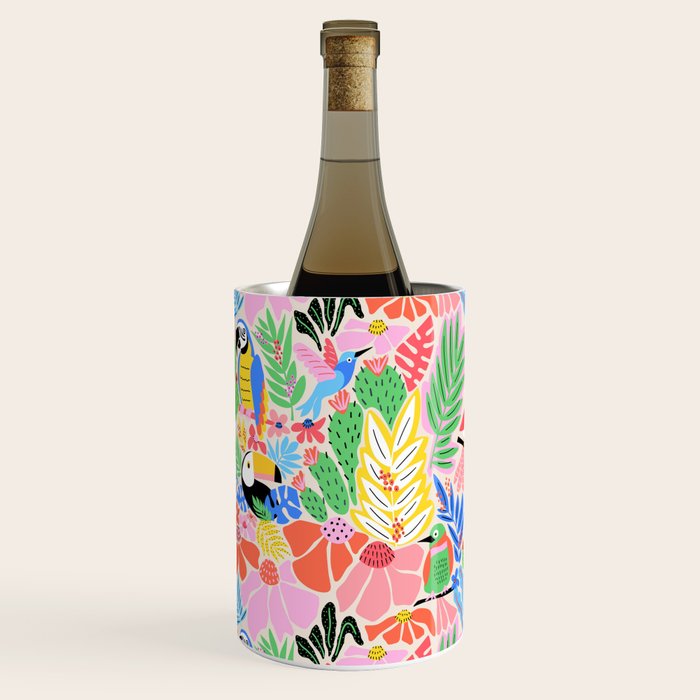 Joyful Jungle Exotic Birds Colorful Pattern Wine Chiller Gallery Image 3
